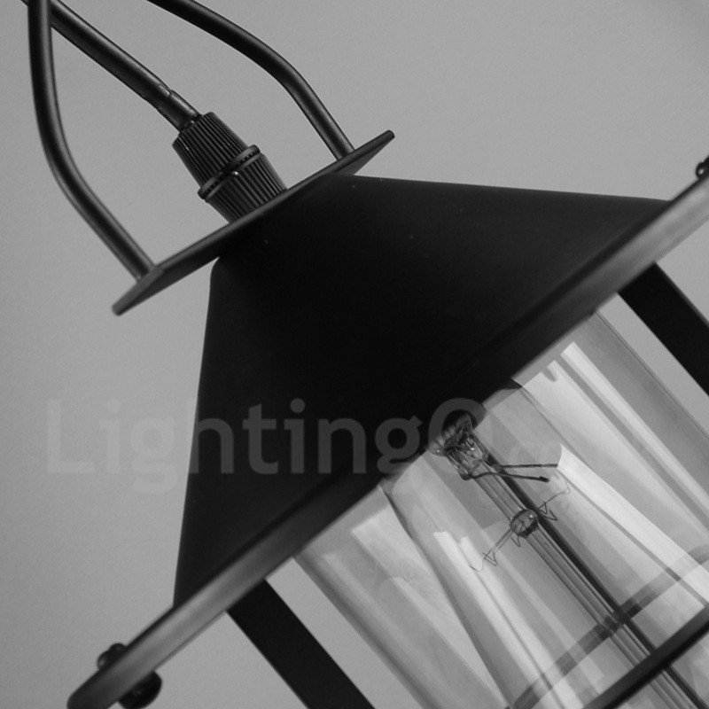 Lámpara colgante vintage de metal con pantalla de cristal