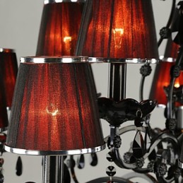 Lámpara de araña de cristal moderna contemporánea de 15 luces roja