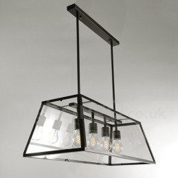 Lámpara colgante rústica de metal vintage con pantalla de cristal