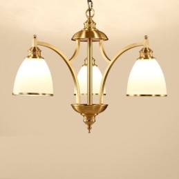 Lámpara de araña rústica de 3 luces con iluminación integrada de metal y cobre