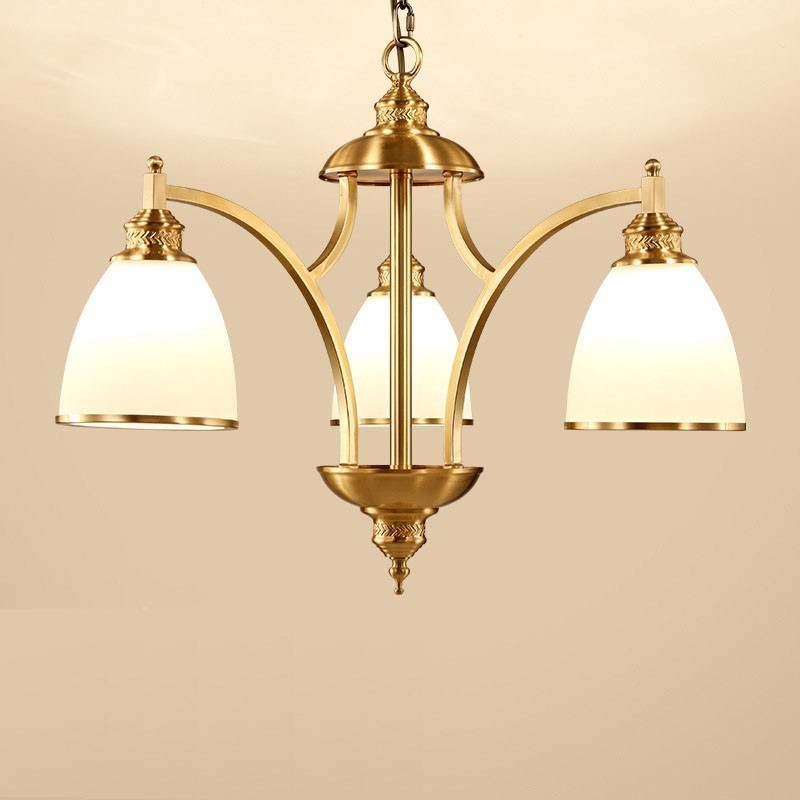 Lámpara de araña rústica de 3 luces con iluminación integrada de metal y cobre