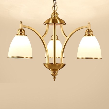 Lámpara de araña rústica de 3 luces con iluminación integrada de metal y cobre