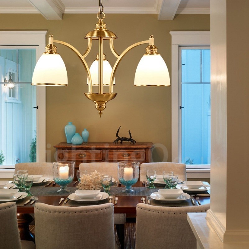 Lámpara de araña rústica de 3 luces con iluminación integrada de metal y cobre