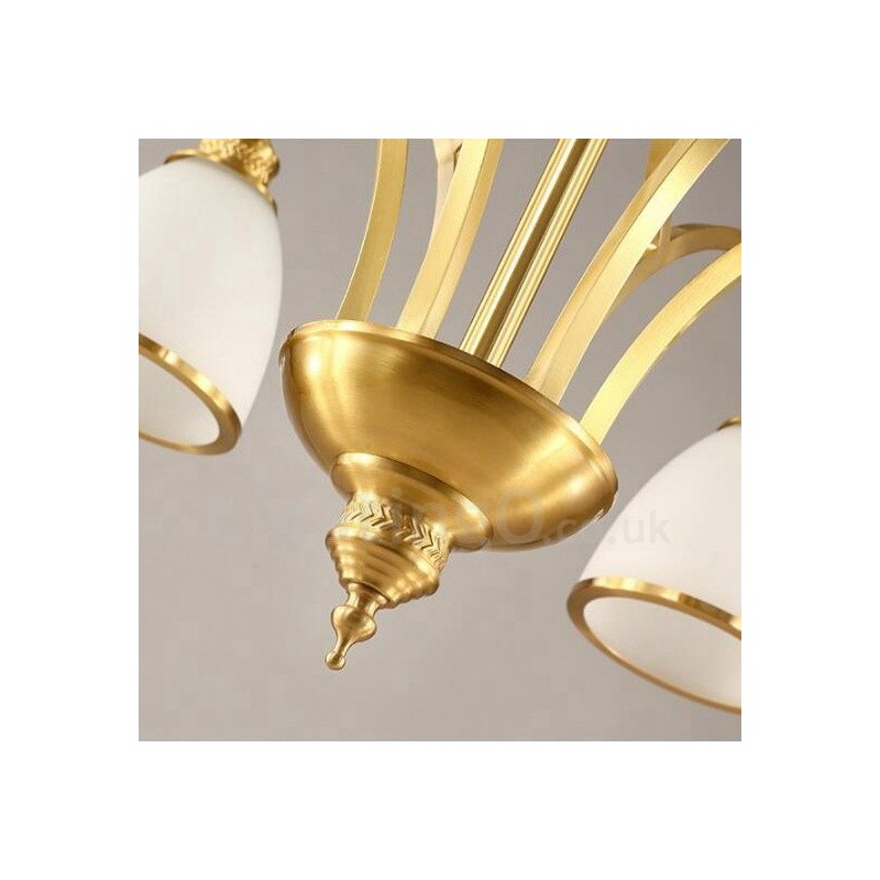 Lámpara de araña rústica de 3 luces con iluminación integrada de metal y cobre