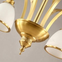 Lámpara de araña rústica de 5 luces con iluminación integrada de metal y cobre