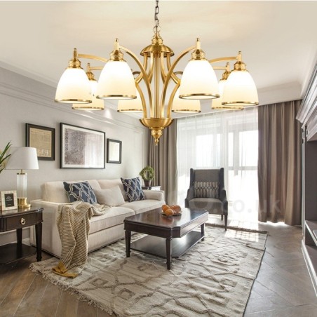 Lámpara de araña de cobre con 8 luces de estilo rústico