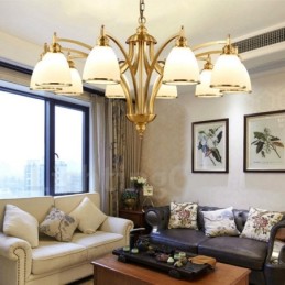 Lámpara de araña de cobre con 10 luces de estilo rústico integrada