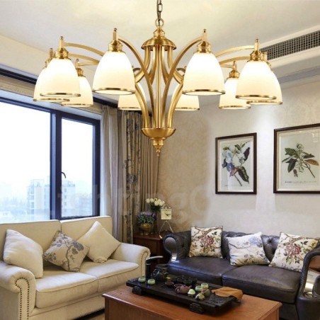 Lámpara de araña de cobre con 10 luces de estilo rústico integrada