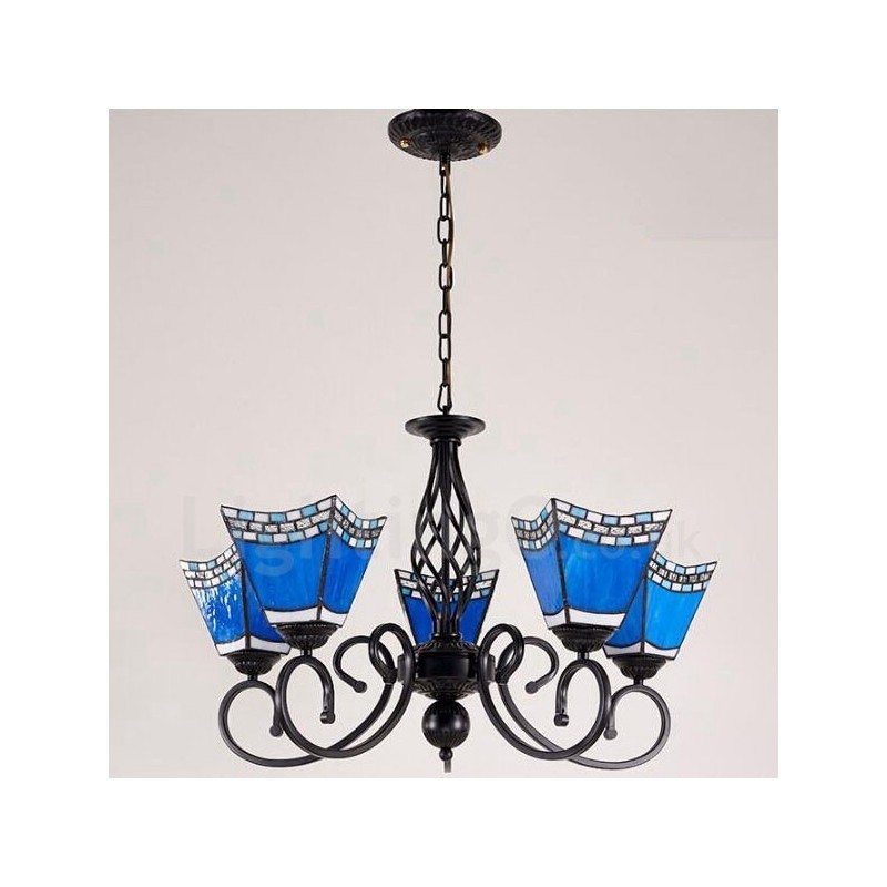 Lámpara de araña de metal integrada de estilo mediterráneo de 5 luces