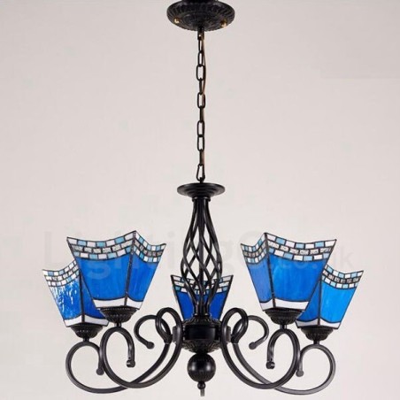 Lámpara de araña de metal integrada de estilo mediterráneo de 5 luces Lámpara de araña de metal integrada de estilo mediterráneo de 5 luces