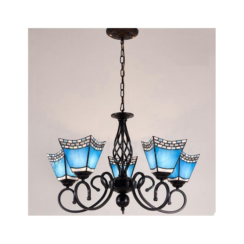 Lámpara de araña de metal integrada de estilo mediterráneo de 5 luces