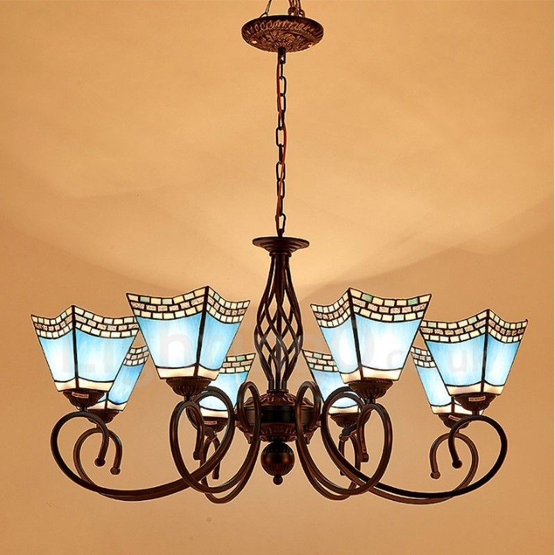 Lámpara de araña de metal integrada de estilo mediterráneo de 8 luces