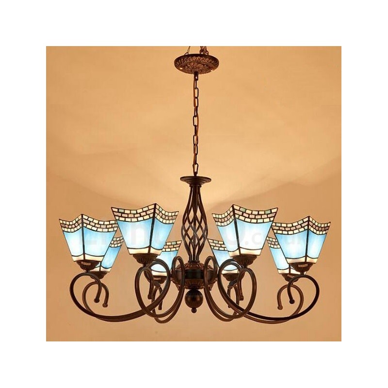 Lámpara de araña de metal integrada de estilo mediterráneo de 8 luces
