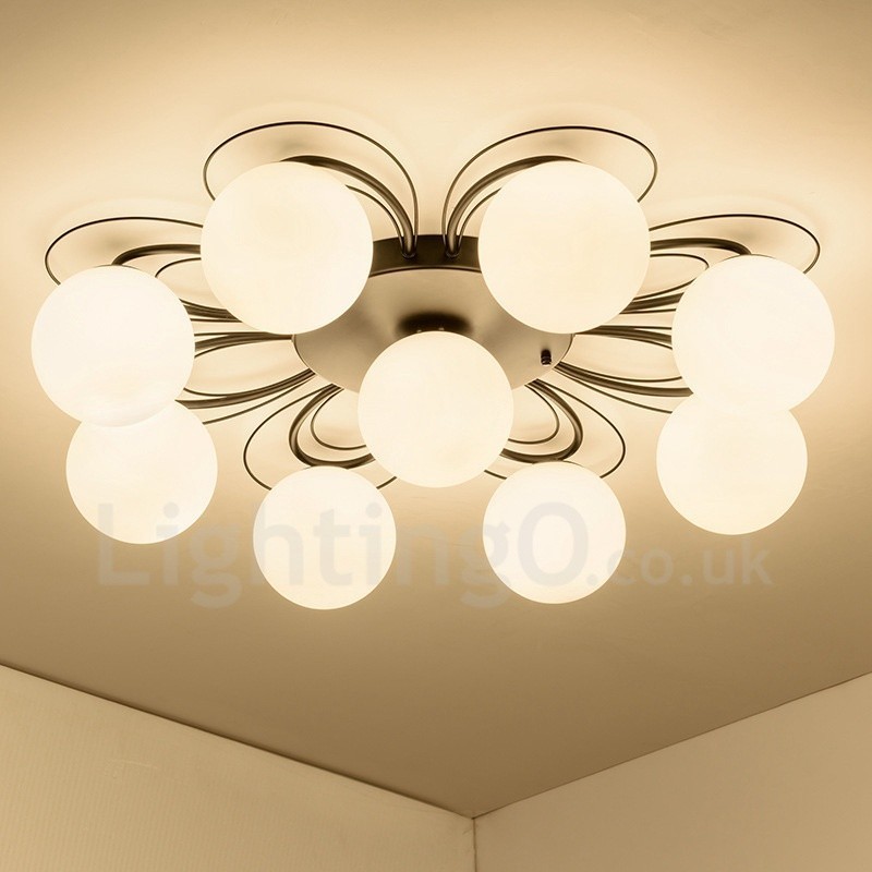 Lámpara de araña integrada rústica de 9 luces