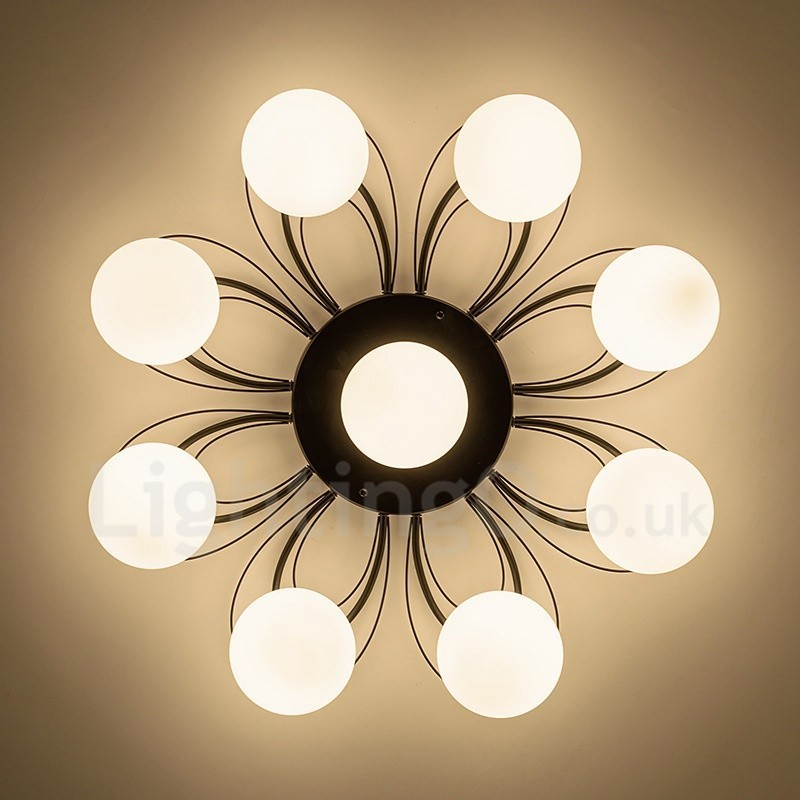 Lámpara de araña integrada rústica de 9 luces