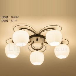 Lámpara de araña integrada rústica de 5 luces