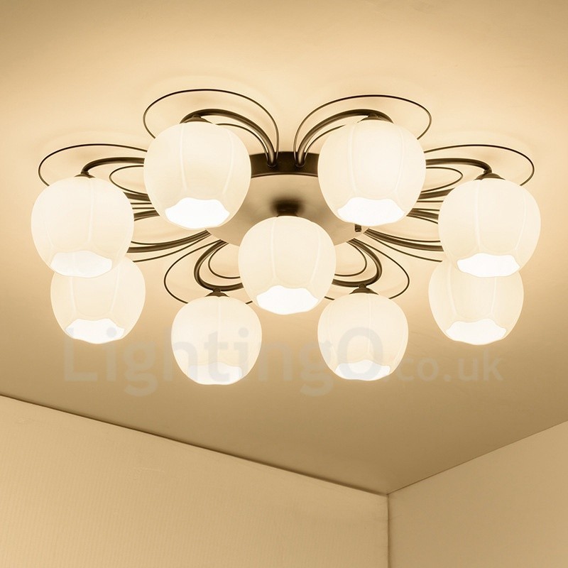 Lámpara de araña integrada rústica de 9 luces
