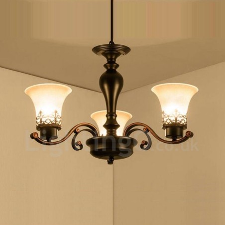 Lámpara de araña de metal integrada estilo rústico de 3 luces Lámpara de araña de metal integrada estilo rústico de 3 luces