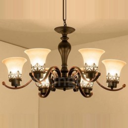 Lámpara de araña de metal integrada estilo rústico de 6 luces