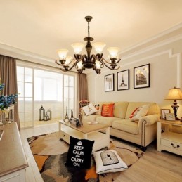 Lámpara de araña de metal integrada estilo rústico de 8 luces