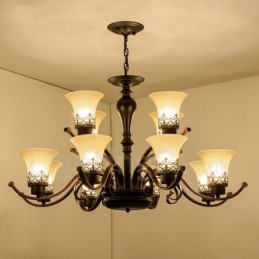 Lámpara de araña de metal integrada estilo rústico Lodge de 12 luces