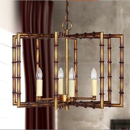 Lámpara de araña de hierro y cobre antigua, estilo rústico americano, creativa