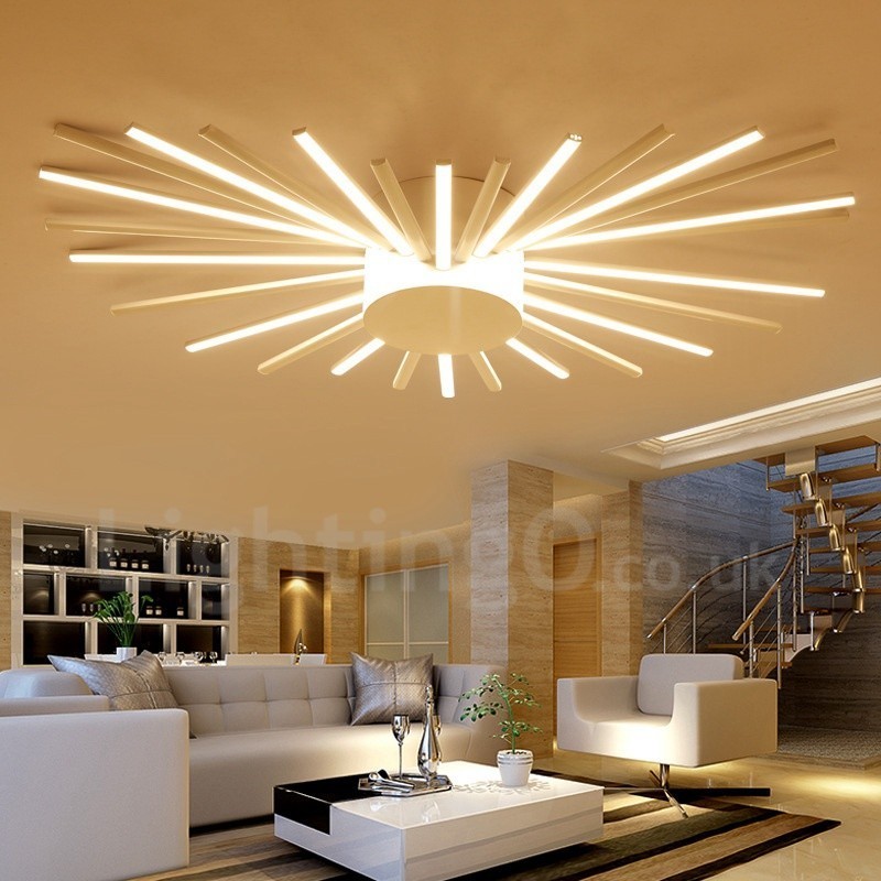 Lámpara de araña de metal integrada moderna y contemporánea de 28 luces