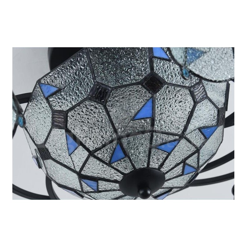 Lámpara de araña de metal integrada para baño, estilo mediterráneo, de 9 luces