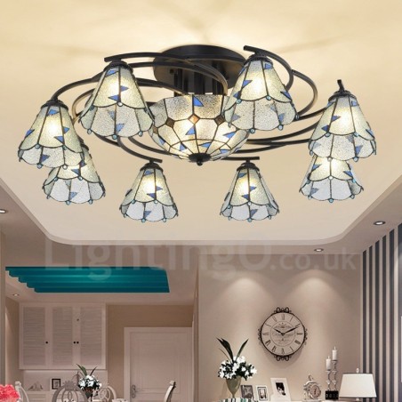 Lámpara de araña de metal integrada para baño, estilo mediterráneo, 11 luces Lámpara de araña de metal integrada para baño, estilo mediterráneo, 11 luces