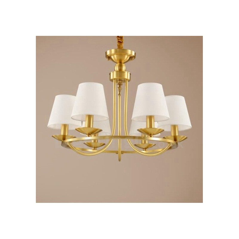 Lámpara de araña rústica de 6 luces con iluminación integrada de metal y cobre