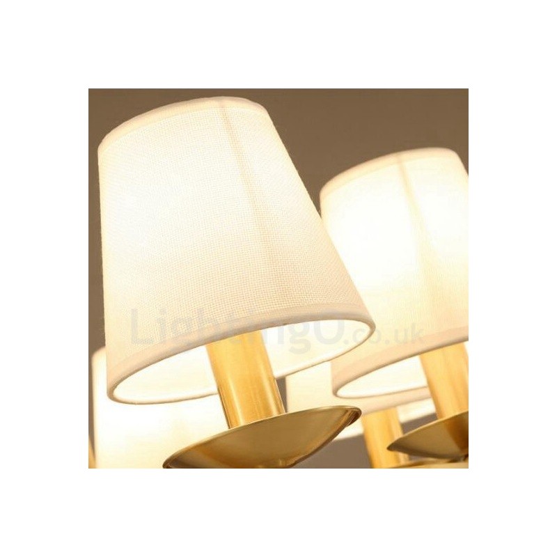 Lámpara de araña rústica de 6 luces con iluminación integrada de metal y cobre