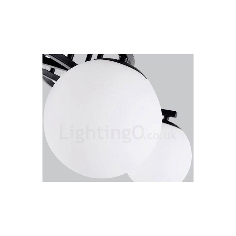 Lámpara de araña rústica integrada de 9 luces con pantalla de cristal