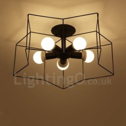 Lámpara de araña integrada rústica de 5 luces