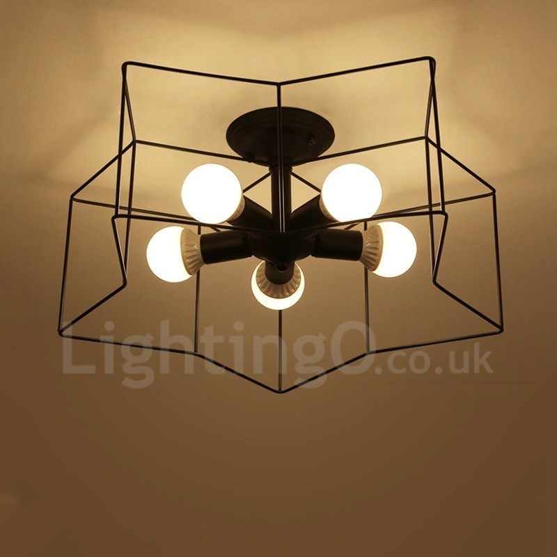 Lámpara de araña integrada rústica de 5 luces