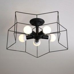 Lámpara de araña integrada rústica de 5 luces