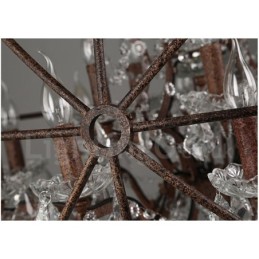 Lámpara colgante de metal con pintura de cristal vintage de 60 cm y 80 cm de diámetro, color oxidado.