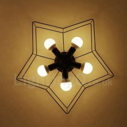 Lámpara de araña integrada rústica de 5 luces