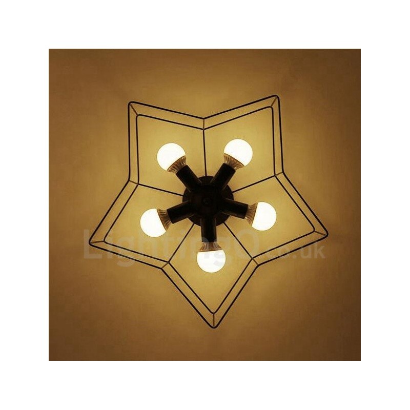Lámpara de araña integrada rústica de 5 luces