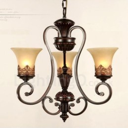 Lámpara de araña de metal integrada estilo rústico de 3 luces