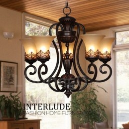 Lámpara de araña de metal integrada de estilo rústico de 5 luces