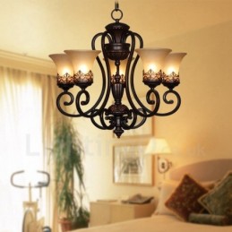 Lámpara de araña de metal integrada de estilo rústico de 5 luces