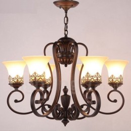 Lámpara de araña de metal integrada estilo rústico de 6 luces
