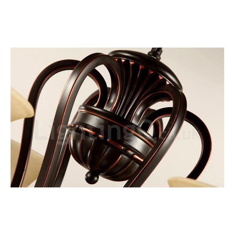 Lámpara de araña de metal integrada estilo rústico de 6 luces