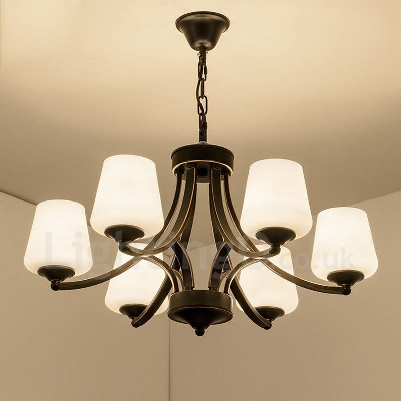 Lámpara de araña de metal integrada estilo rústico de 6 luces
