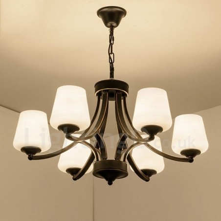 Lámpara de araña de metal integrada estilo rústico de 6 luces Lámpara de araña de metal integrada estilo rústico de 6 luces