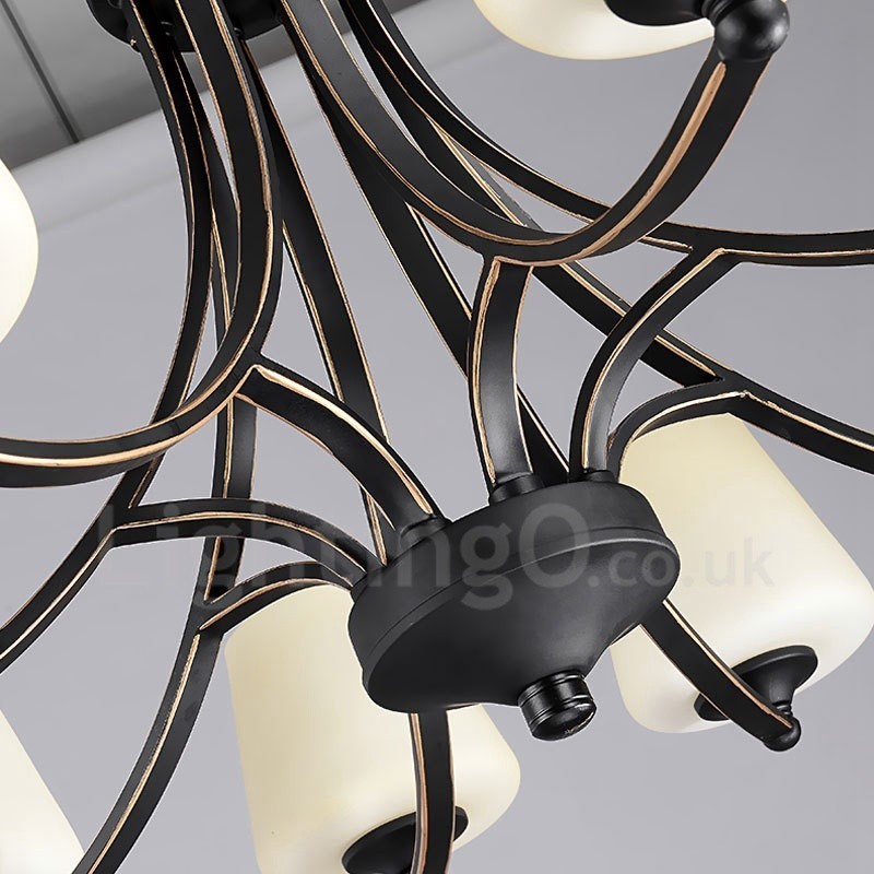Lámpara de araña de metal integrada estilo rústico de 8 luces