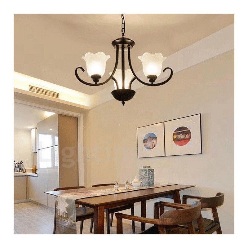 Lámpara de araña de metal integrada estilo rústico de 3 luces