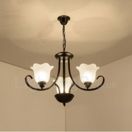 Lámpara de araña de metal integrada estilo rústico de 3 luces