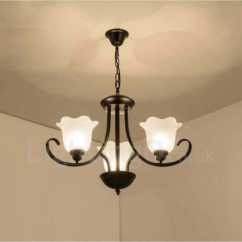 Lámpara de araña de metal integrada estilo rústico de 3 luces
