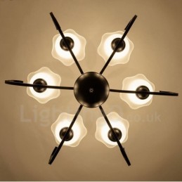 Lámpara de araña de metal integrada estilo rústico de 6 luces